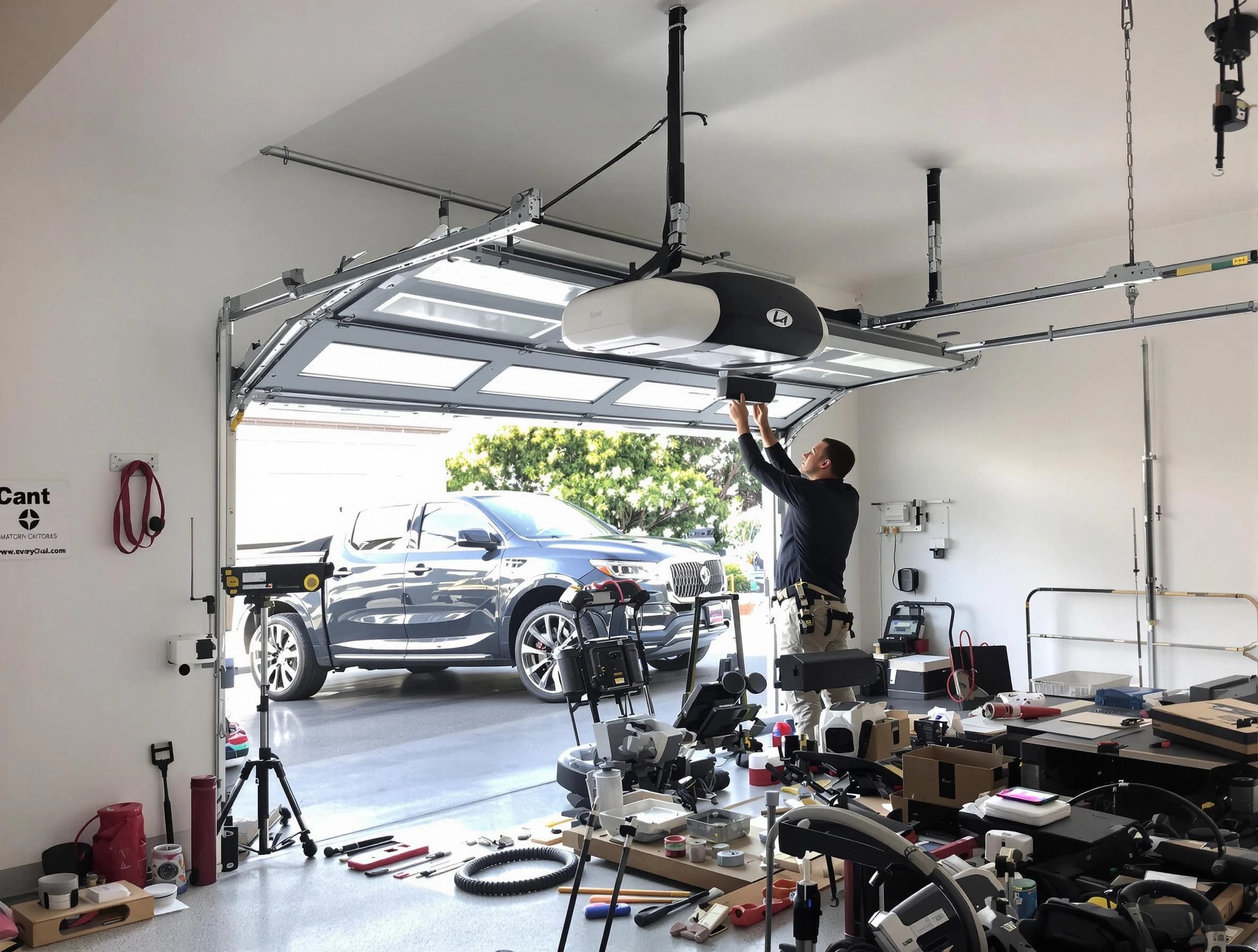Kennedy Garage Door Repair specialist installing smart garage door opener system in Kennedy home