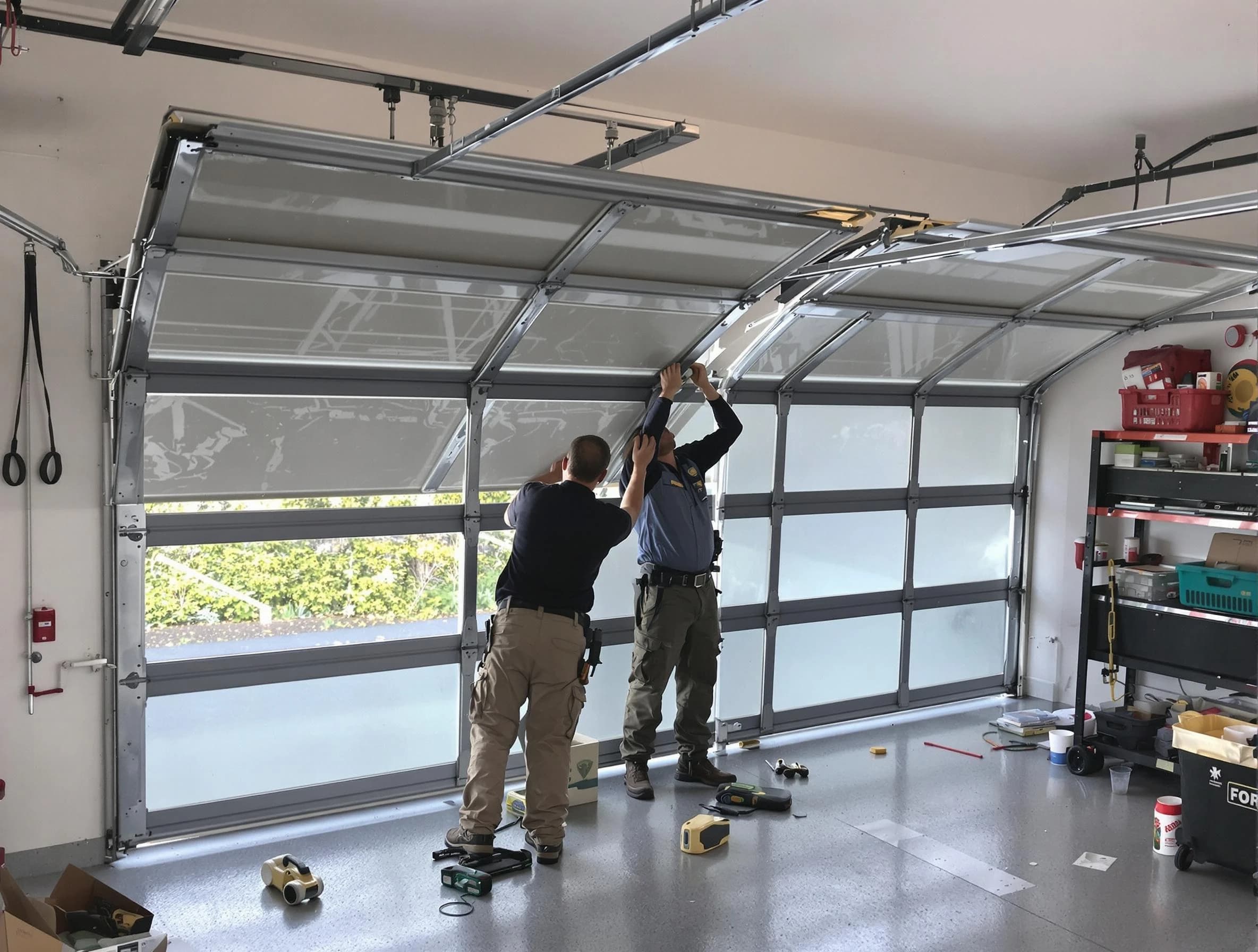 Kennedy Garage Door Repair expert performing precise panel replacement on Kennedy garage door