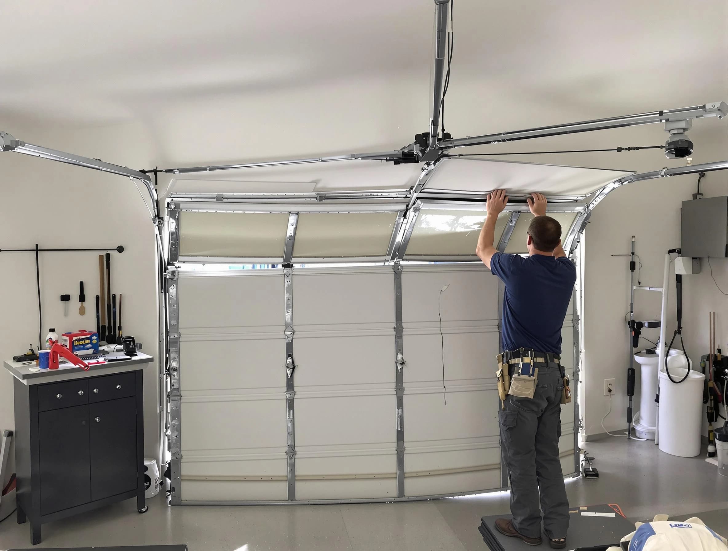 Kennedy Garage Door Repair specialist performing precise section replacement on Kennedy garage door