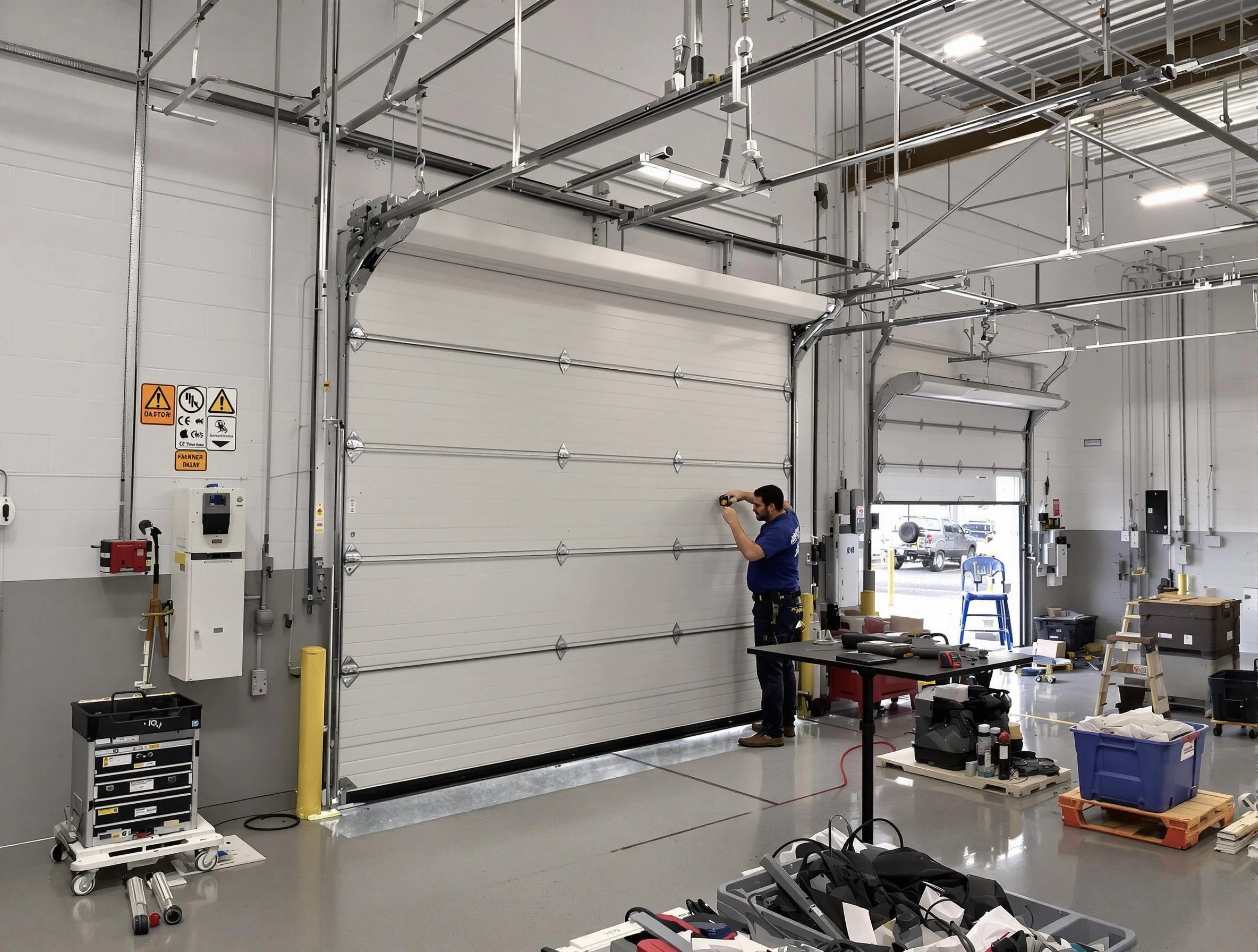 Commercial garage door repair being performed by Kennedy Garage Door Repair expert in Kennedy