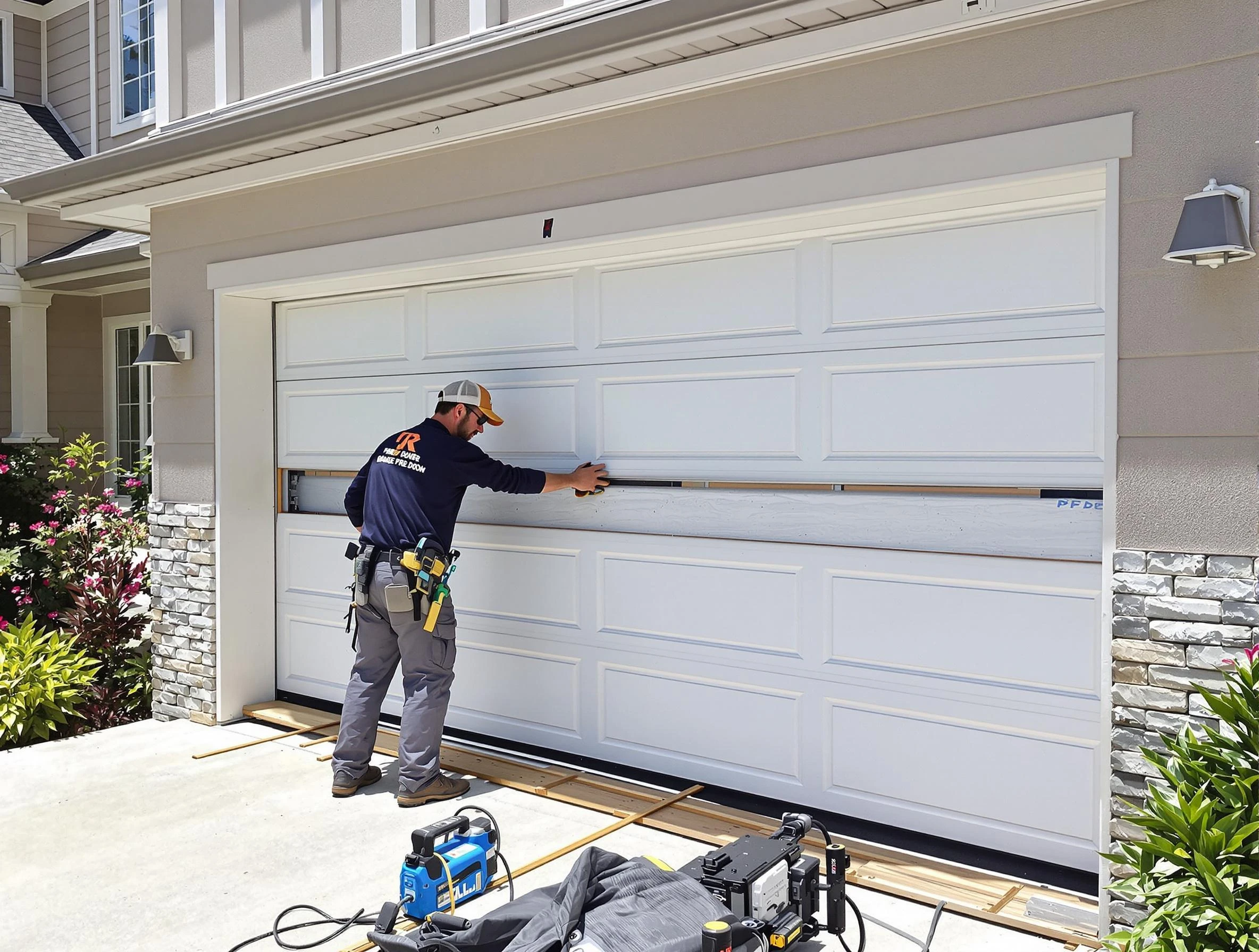 Kennedy Garage Door Repair team performing complete garage door replacement at Kennedy residence