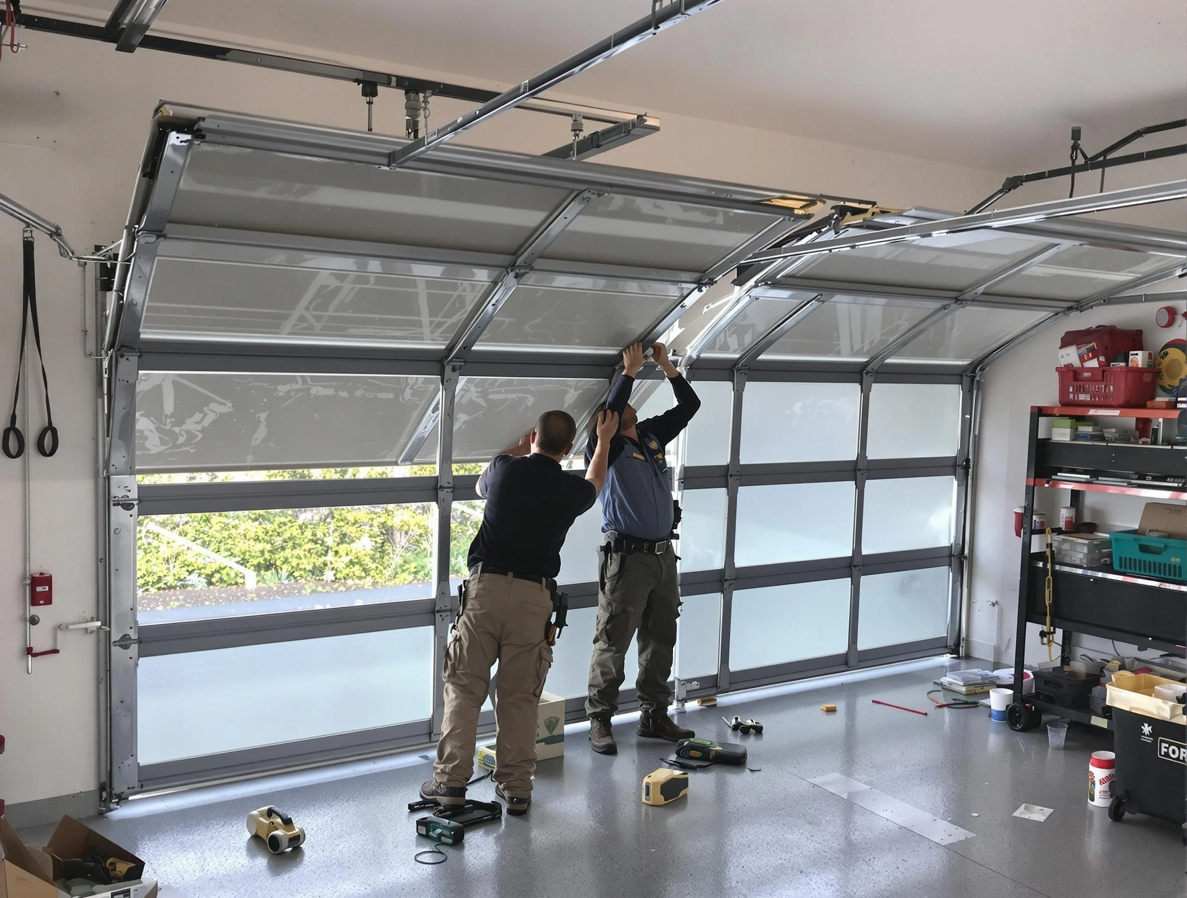 Kennedy Garage Door Repair expert performing precise panel replacement on Kennedy garage door
